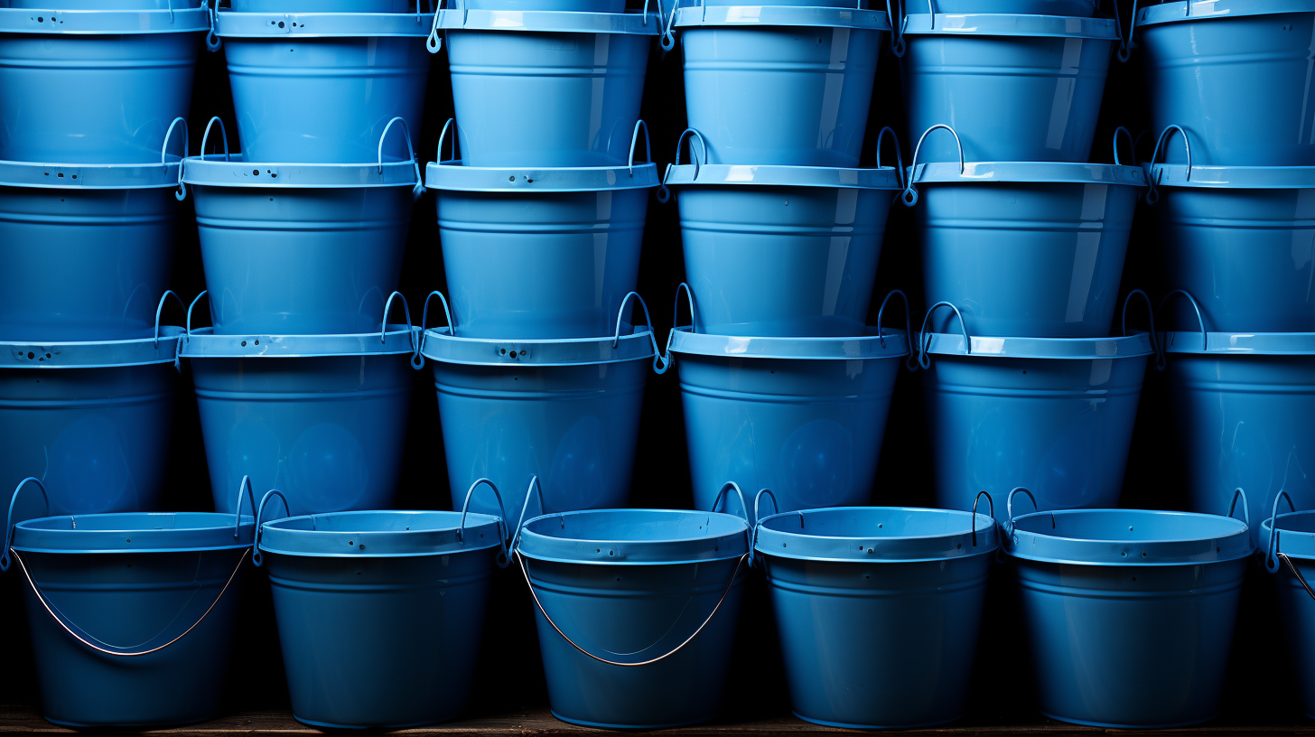 Blue Buckets Stacked